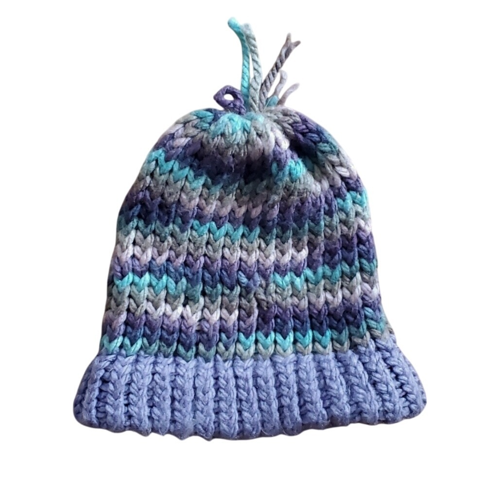 Handmade Purple and Aqua Knitted Child'sβ Hat